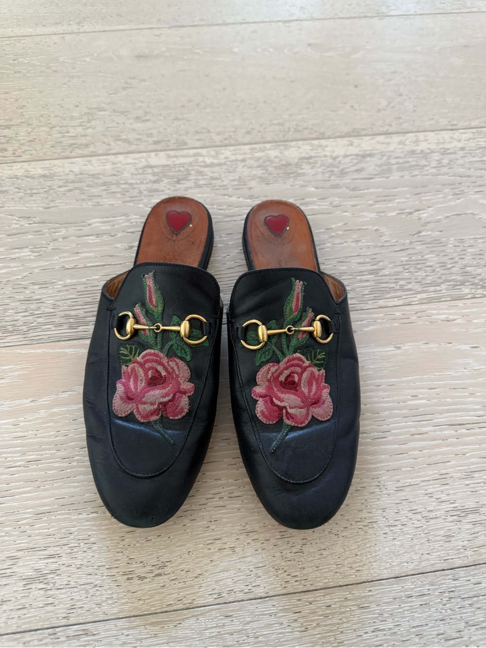 Gucci Embroidered Princetown Leather Mules - size 37 - Picture 1 of 1